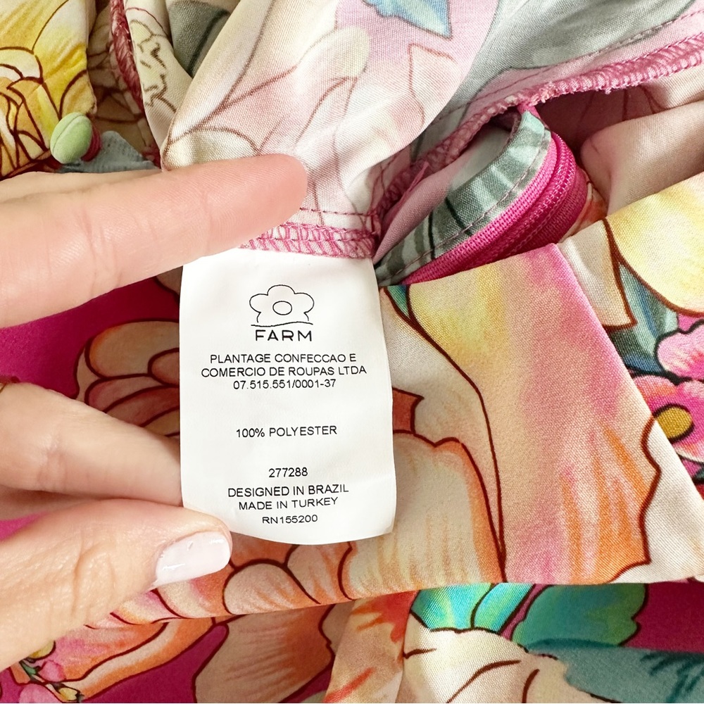NWT Farm Rio Eulalie Floral Pink Jumpsuit Wide Leg Pockets V Neck Crop Sz S - Picture 8 of 10